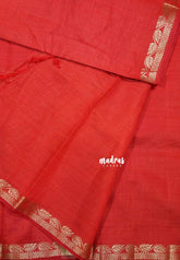 Red - Raaga - Lightweight Semi tussar saree wtih leaf border
